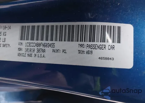 2015 Chrysler 200 Limited from USA, damaged, VIN 1C3CCCAB0FN603455